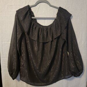 WHBM Women's Large Black/Silver Blouse